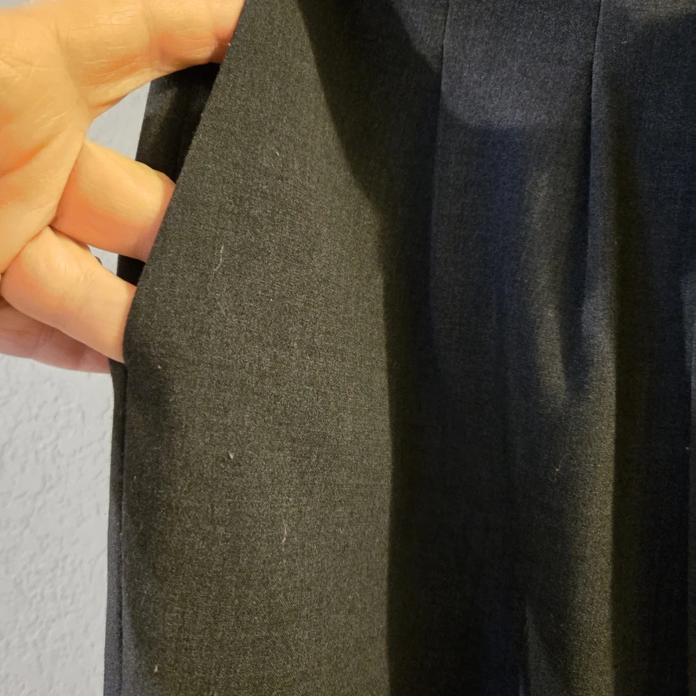 Ann Taylor Petite Womens Dark Gray Lined Pleated Skirt Tie Belt Pockets Size 4P